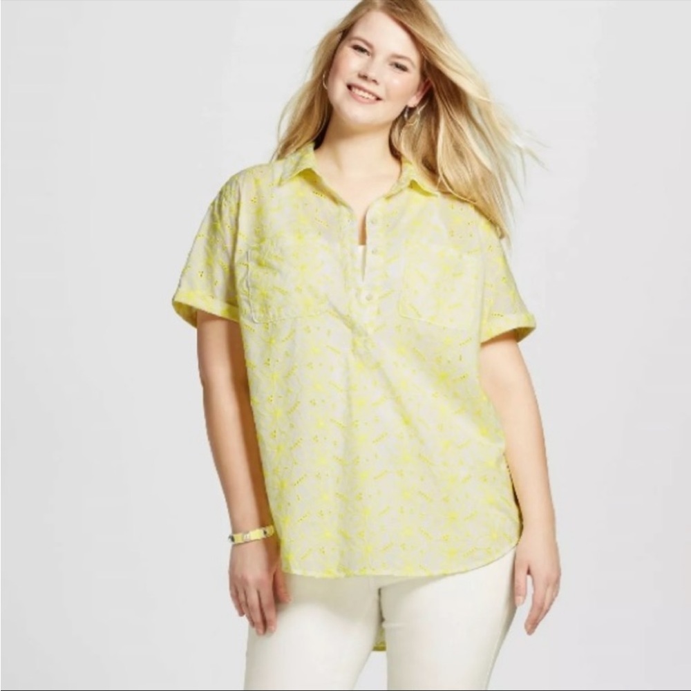 Merona eyelet short sleeve popover blouse
